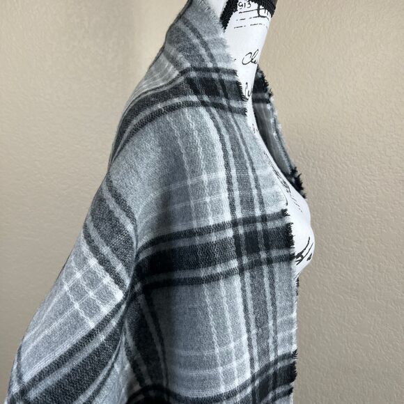 Zara Black Plaid Long Scarf Shawl Super Soft Long Thin Scarf Preppy baddie work - Picture 2 of 12
